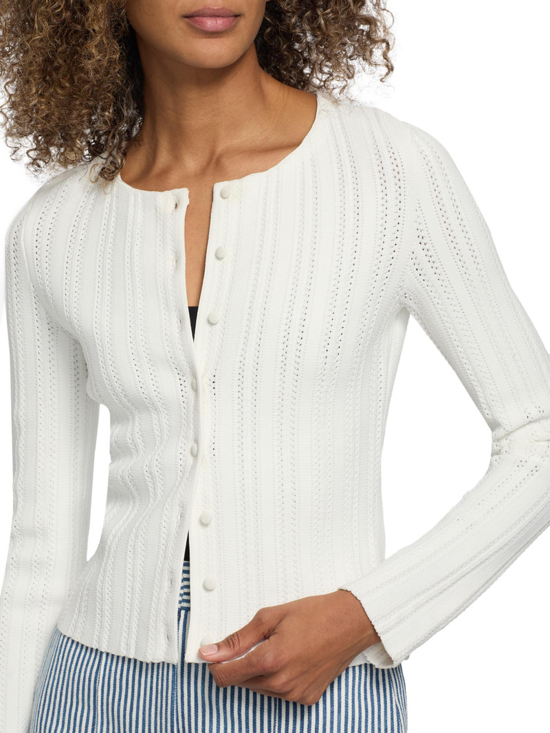 Women's Faye Compact Jacquard Cardigan - Ivory 6