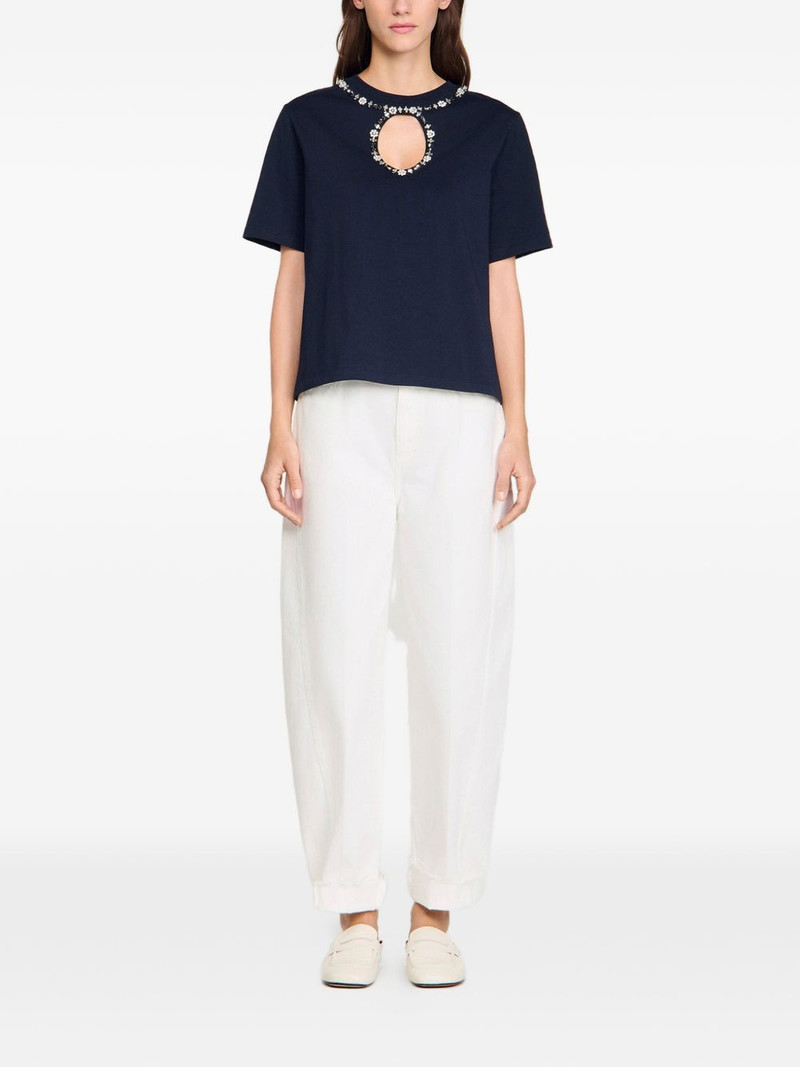 Sandro strass openwork T-shirt outlook