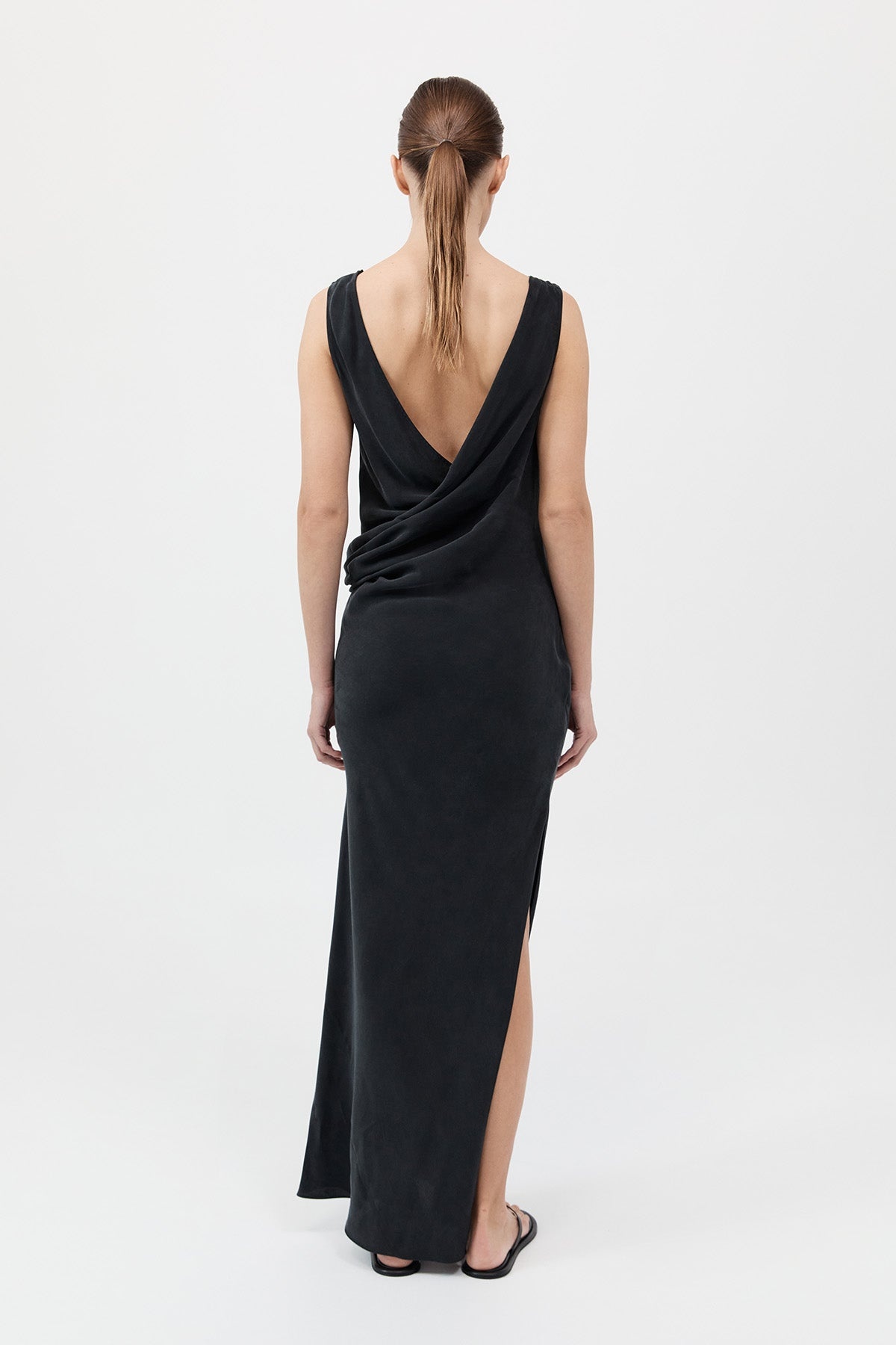 Layered Drape Dress - Black - 6
