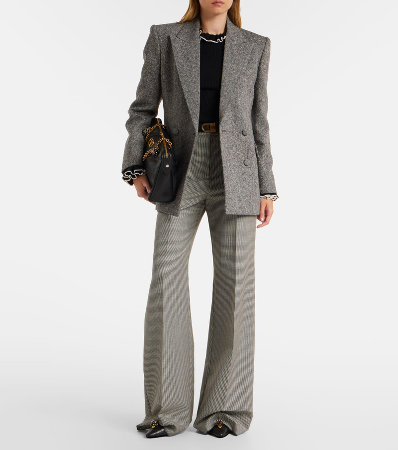 Valentino Checked wool and mohair wide-leg pants outlook