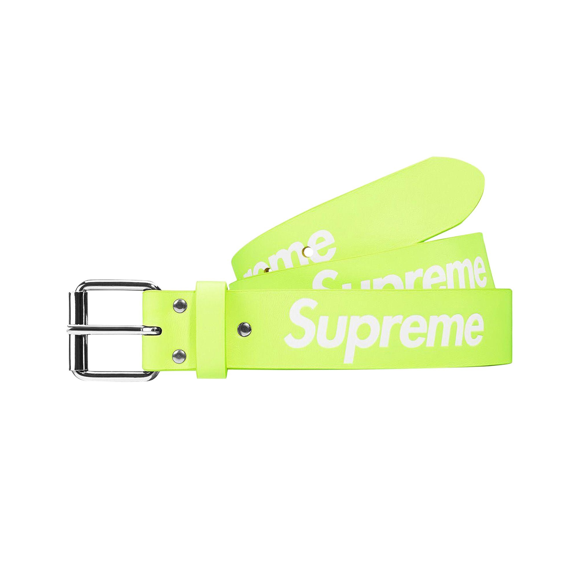 Supreme Repeat Leather Belt 'Fluorescent Yellow' - 1