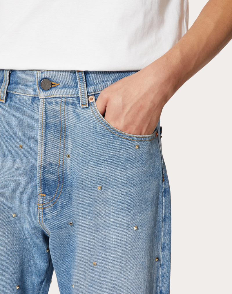 DENIM PANTS WITH ALL-OVER ROCKSTUD SPIKE STUDS 5