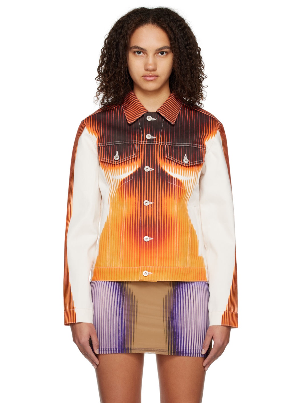 SSENSE Exclusive White Jean Paul Gaultier Edition Denim Jacket - 1