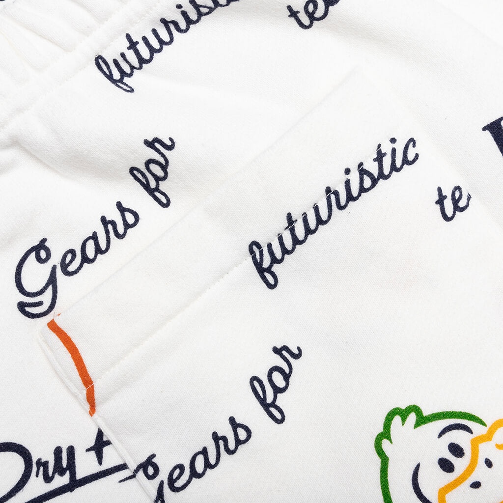 PRINTED SWEAT SHORTS - WHITE - 4