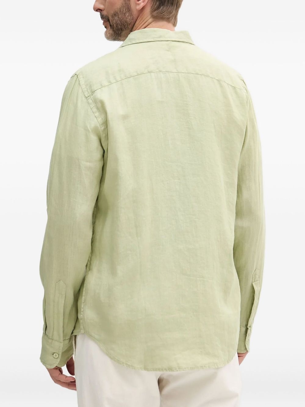 embroidered-logo linen shirt - 3