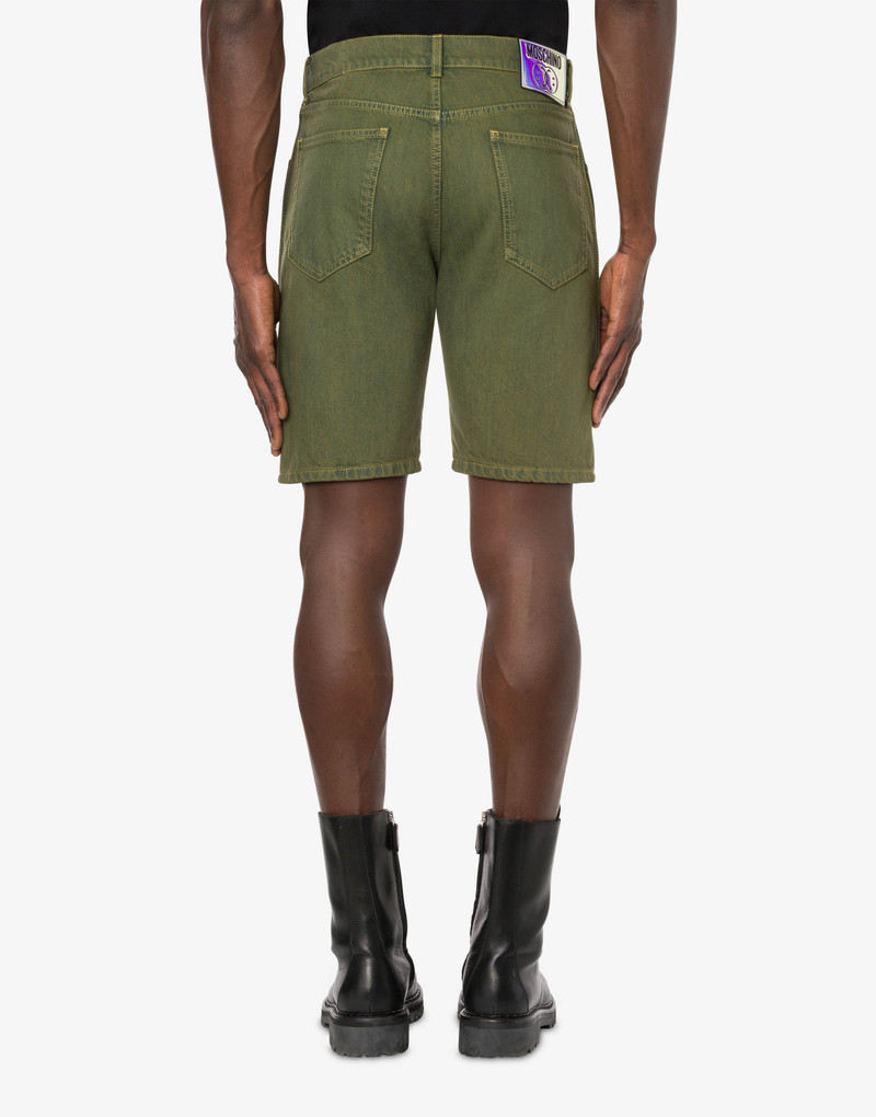 DOUBLE SMILEY® LOGO OVERDYED DENIM BERMUDA SHORTS 3