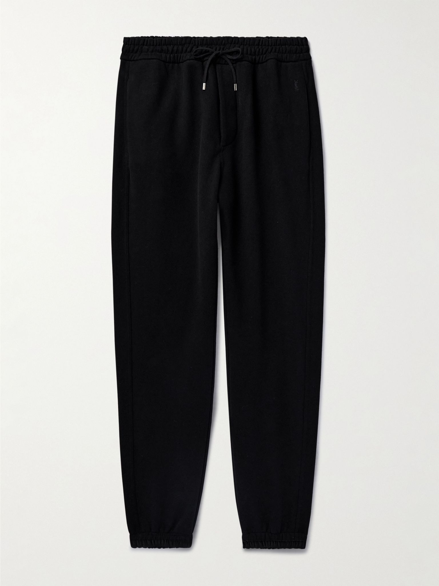 Tapered Logo-Embroidered Cotton-Jersey Sweatpants Black - 1