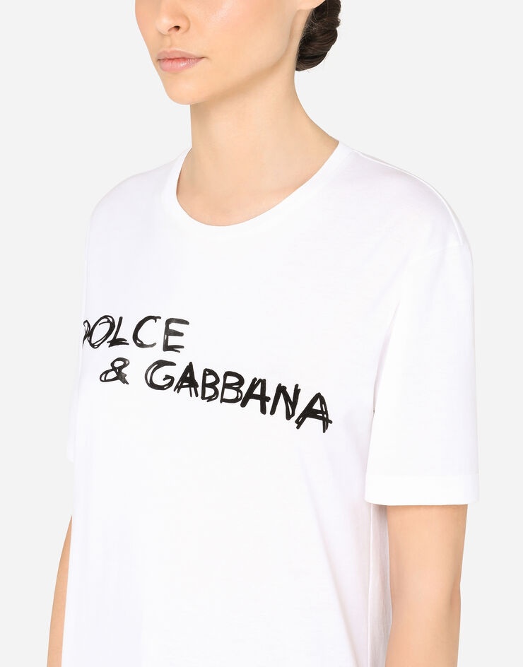 Oversize short-sleeved jersey T-shirt with Dolce & Gabbana lettering - 5