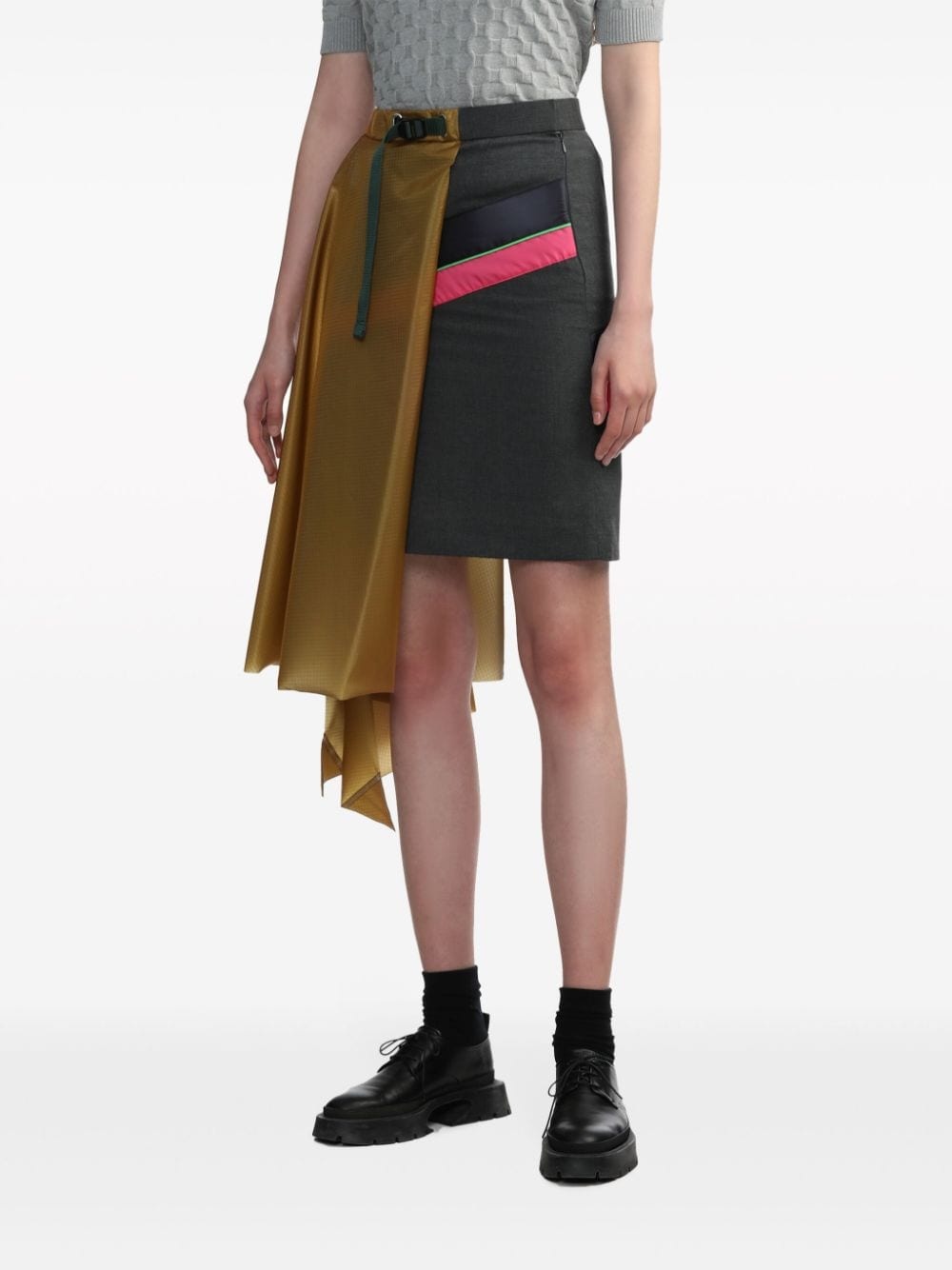 asymmetric panelled mini skirt - 3