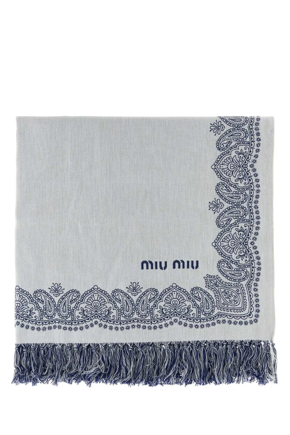Miu Miu Women White Cotton Beach Towel - 1