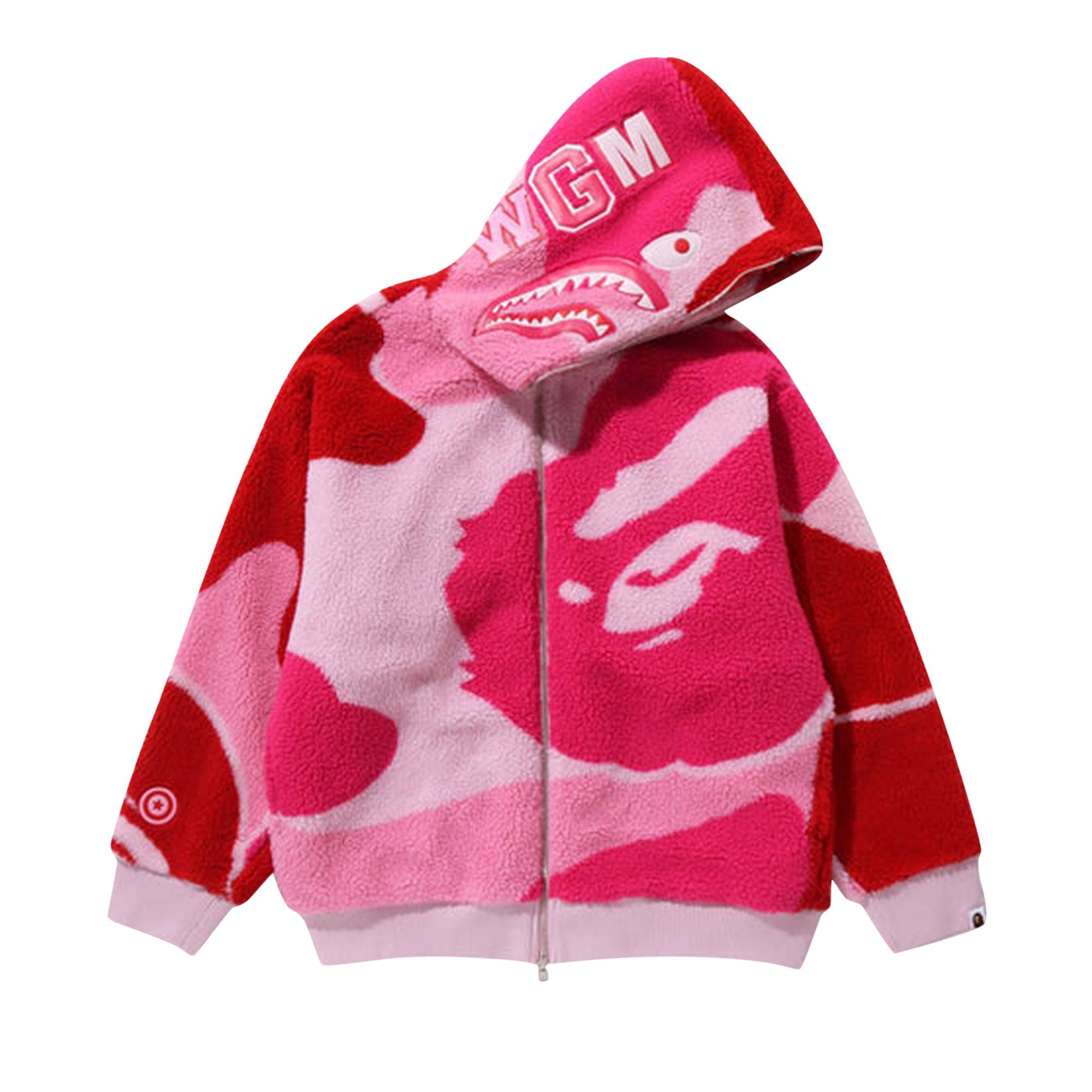 A BATHING APE® BAPE Mega ABC Camo Shark Boa Hoodie 'Pink' | REVERSIBLE