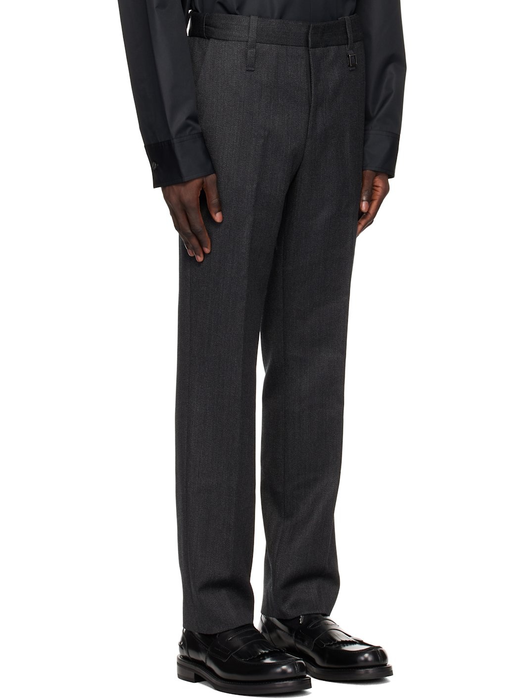 Gray Slim Straight Trousers - 2