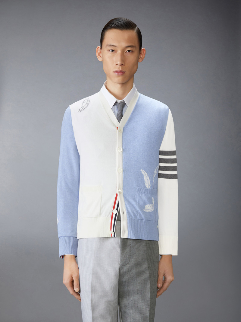 Thom Browne FUNMIX FEATHER INTARSIA HIGHNECK CARDIGAN outlook