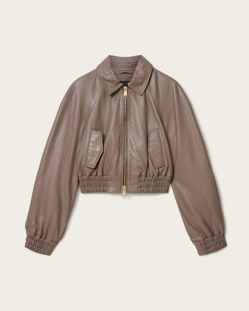ANOUK CROPPED LEATHER BOMBER JACKET - 1