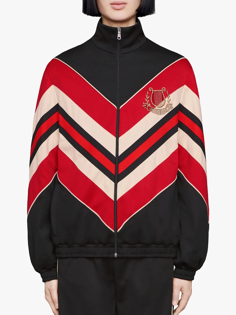 chevron-pattern bomber jacket - 3