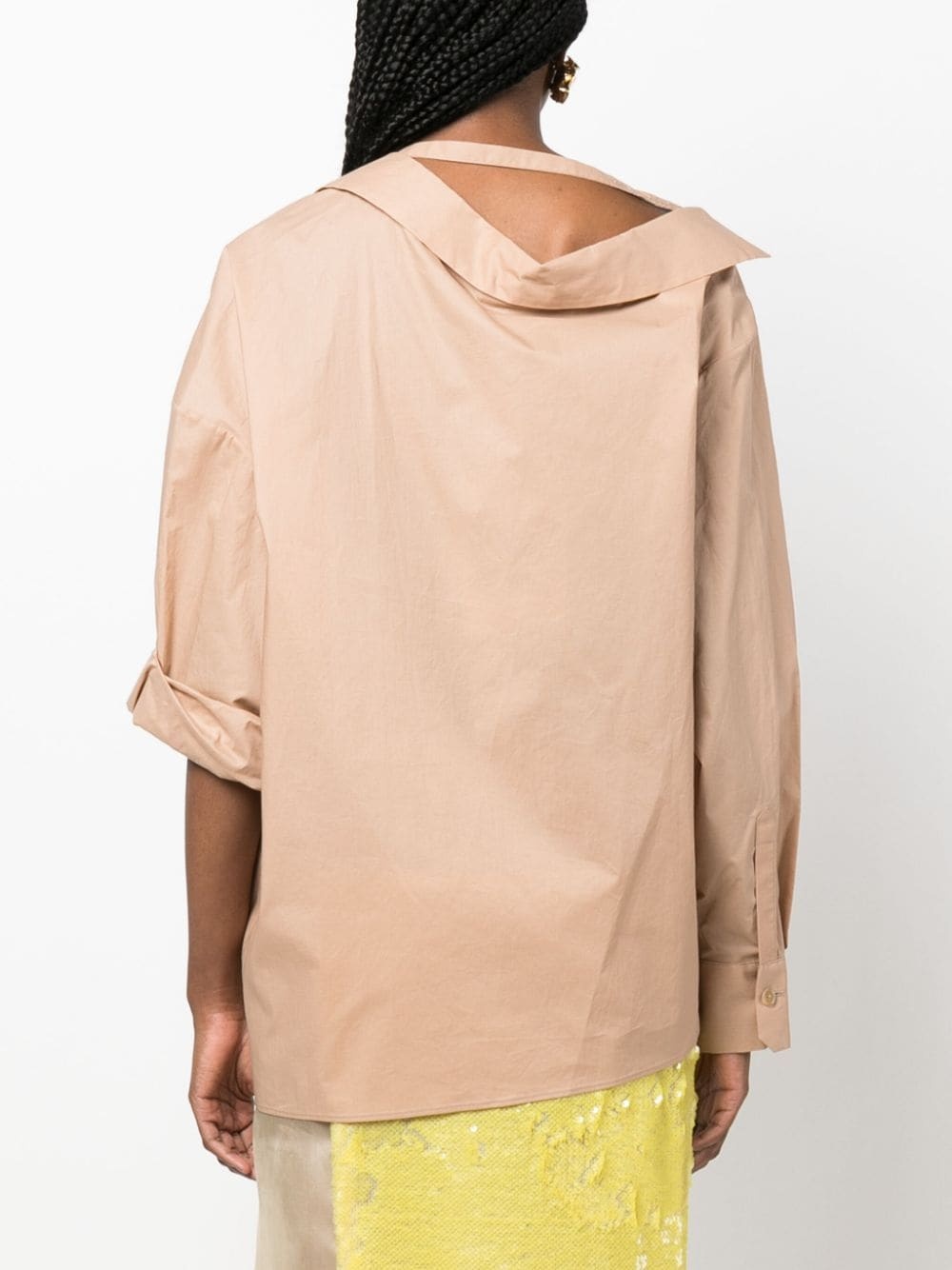 asymmetric long-sleeve cotton shirt - 4