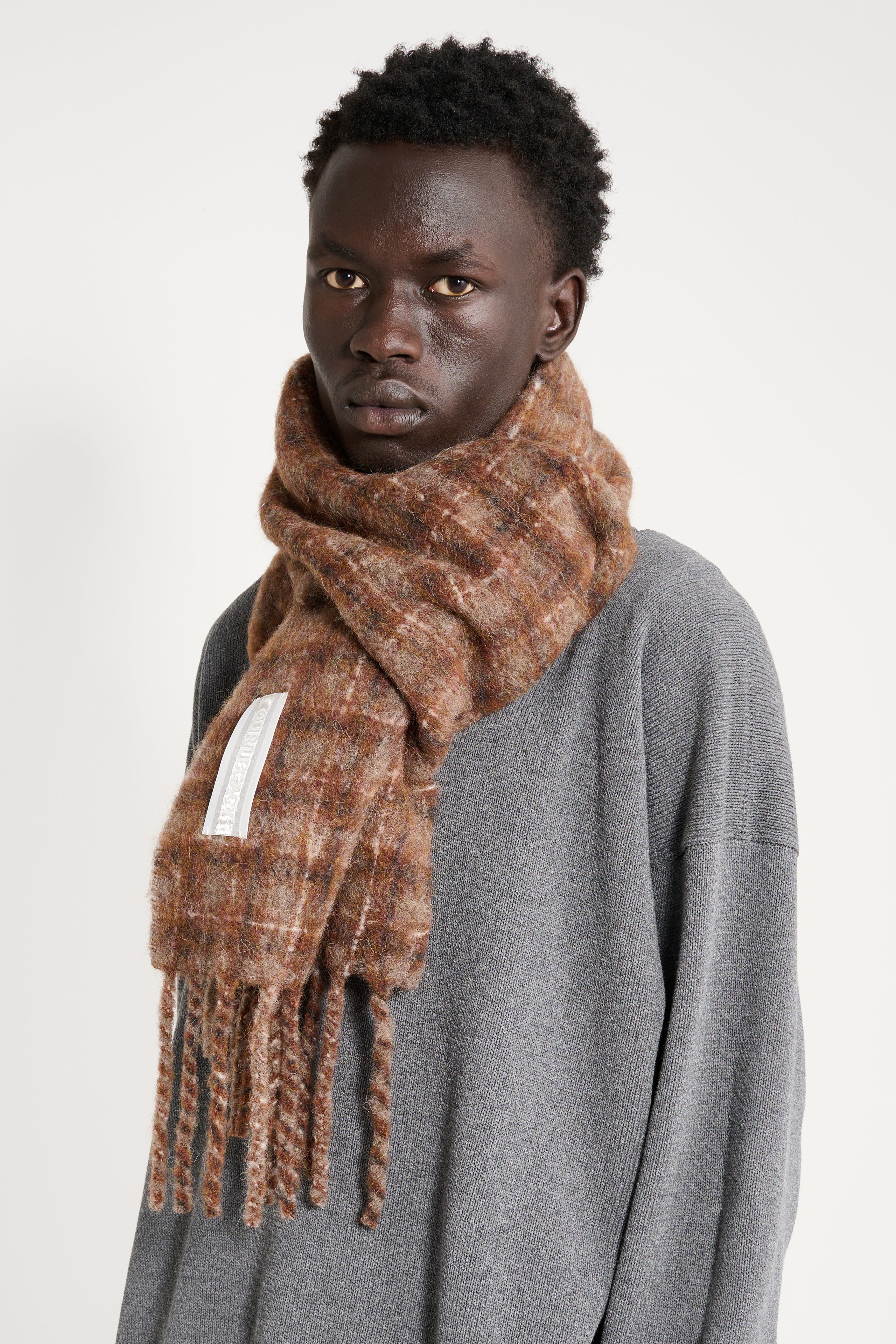 OUR LEGACY ESTATE SCARF DORF CHECK HAIRY WOOL - 2