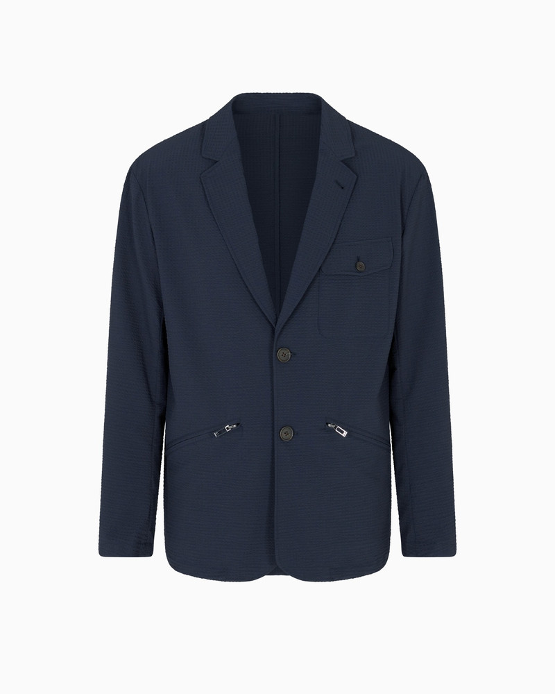 SINGLE-BREASTED NYLON SEERSUCKER BLAZER 1