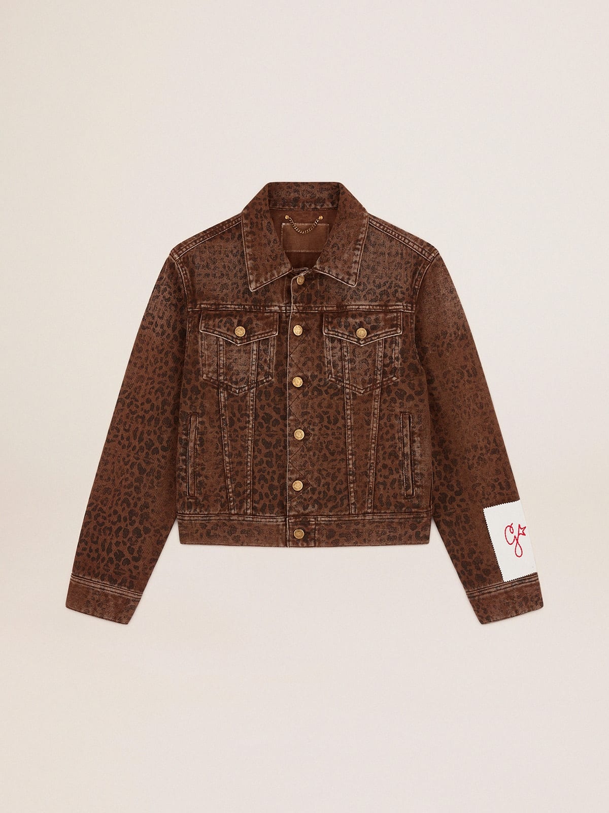 Women's denim jacket with animal print - 1