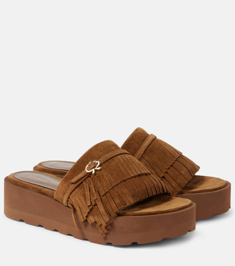 Fringed suede slides - 1