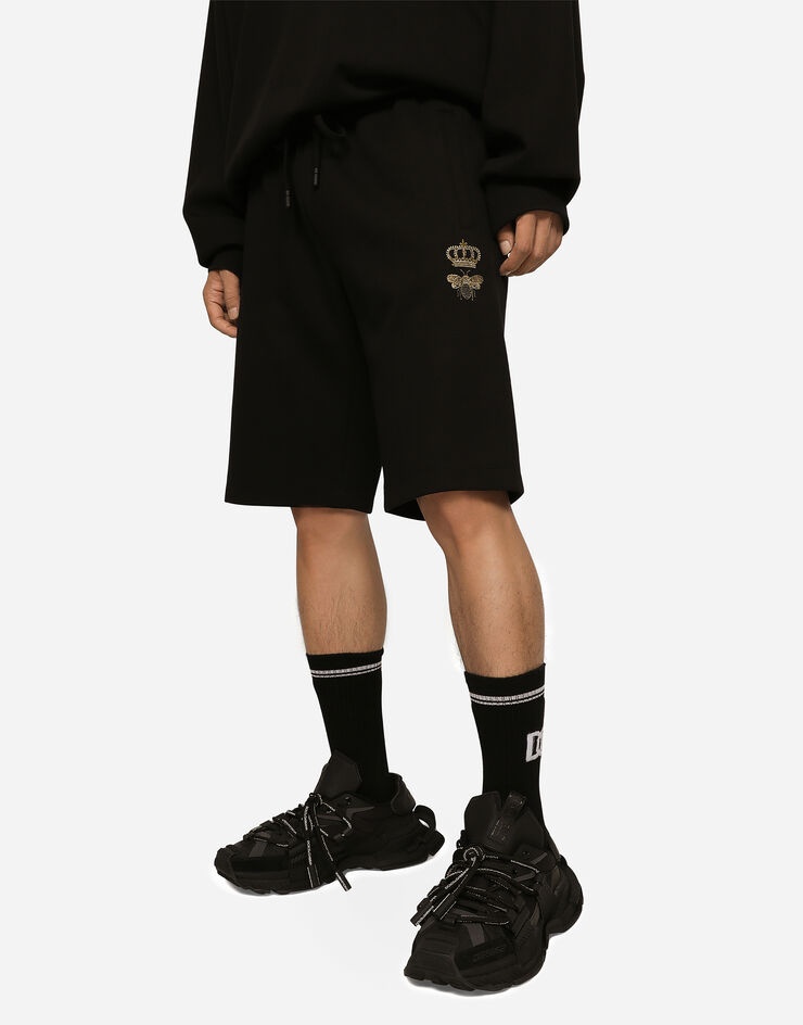 Jersey jogging shorts with embroidery - 4