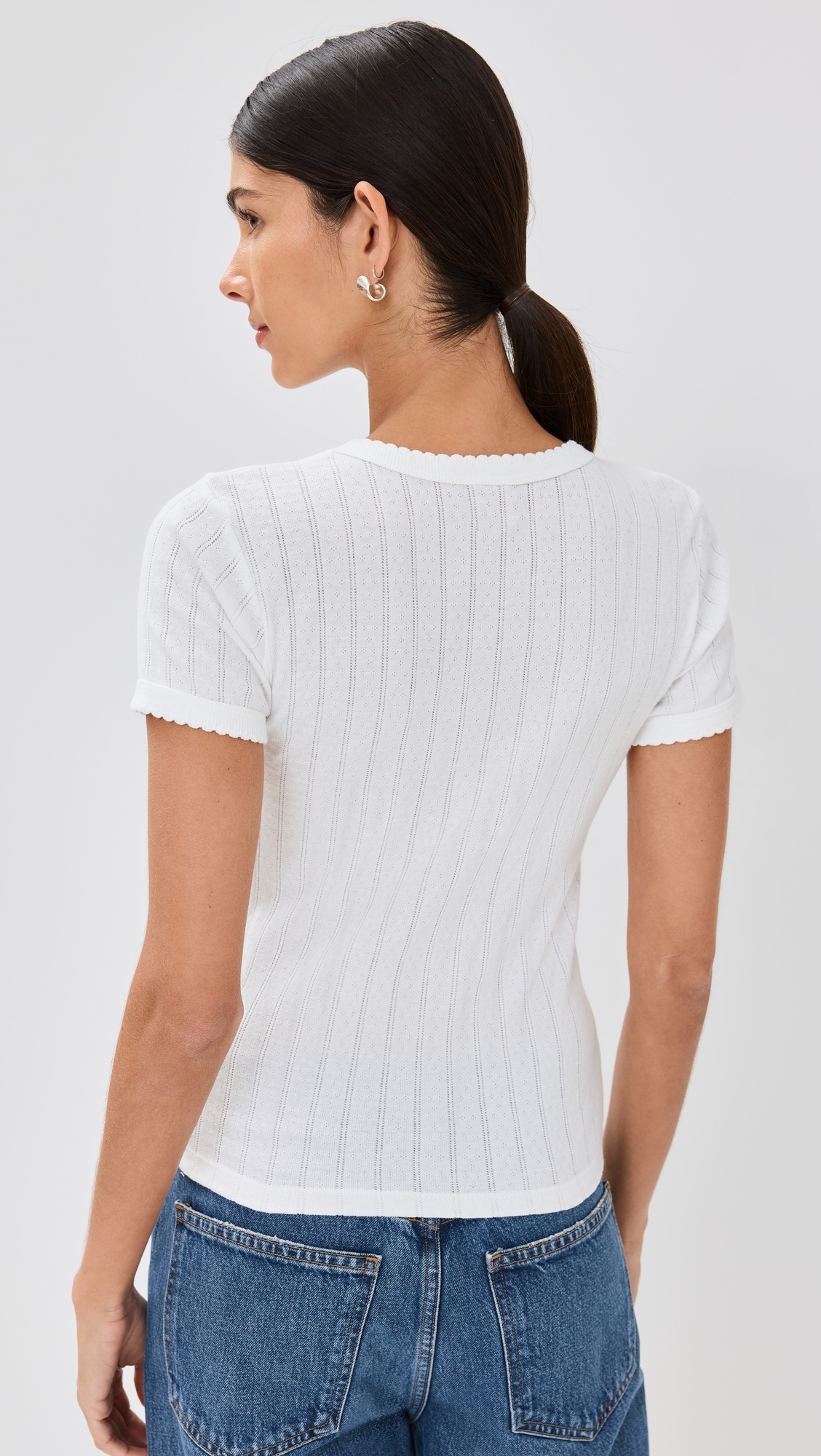 Pointelle Short Sleeve Tee - 2