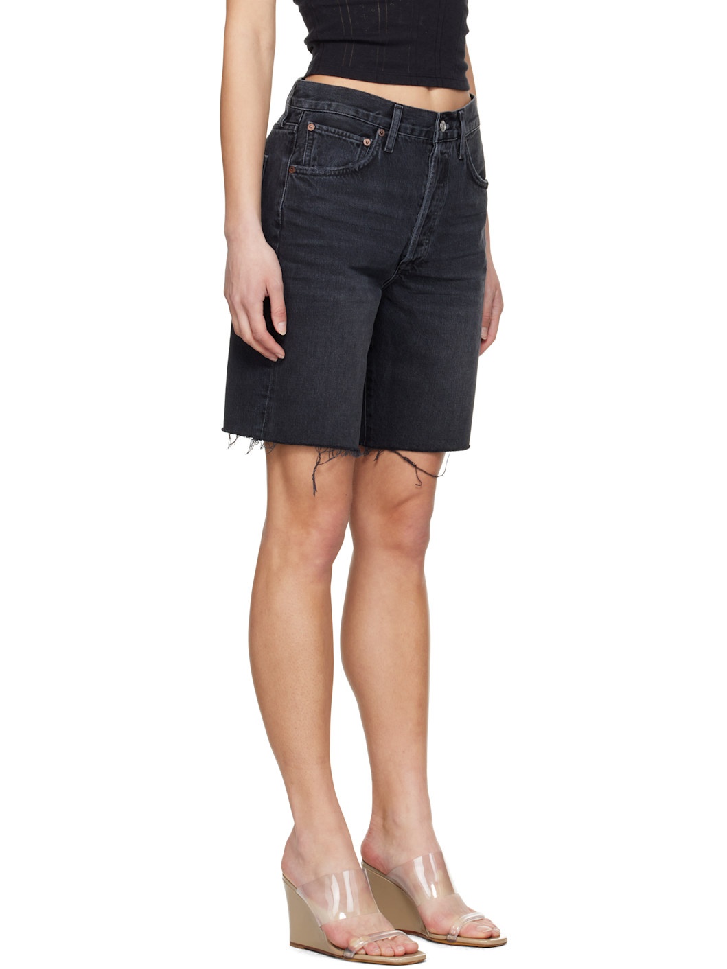 Black 90's Denim Shorts - 2