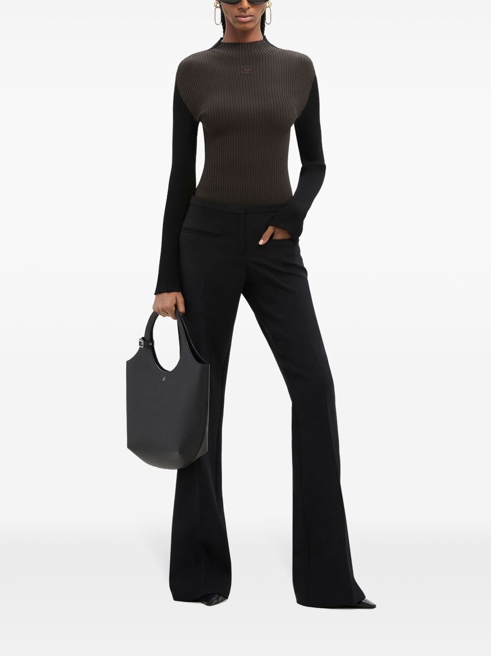logo-embroidered ribbed jumper - 2