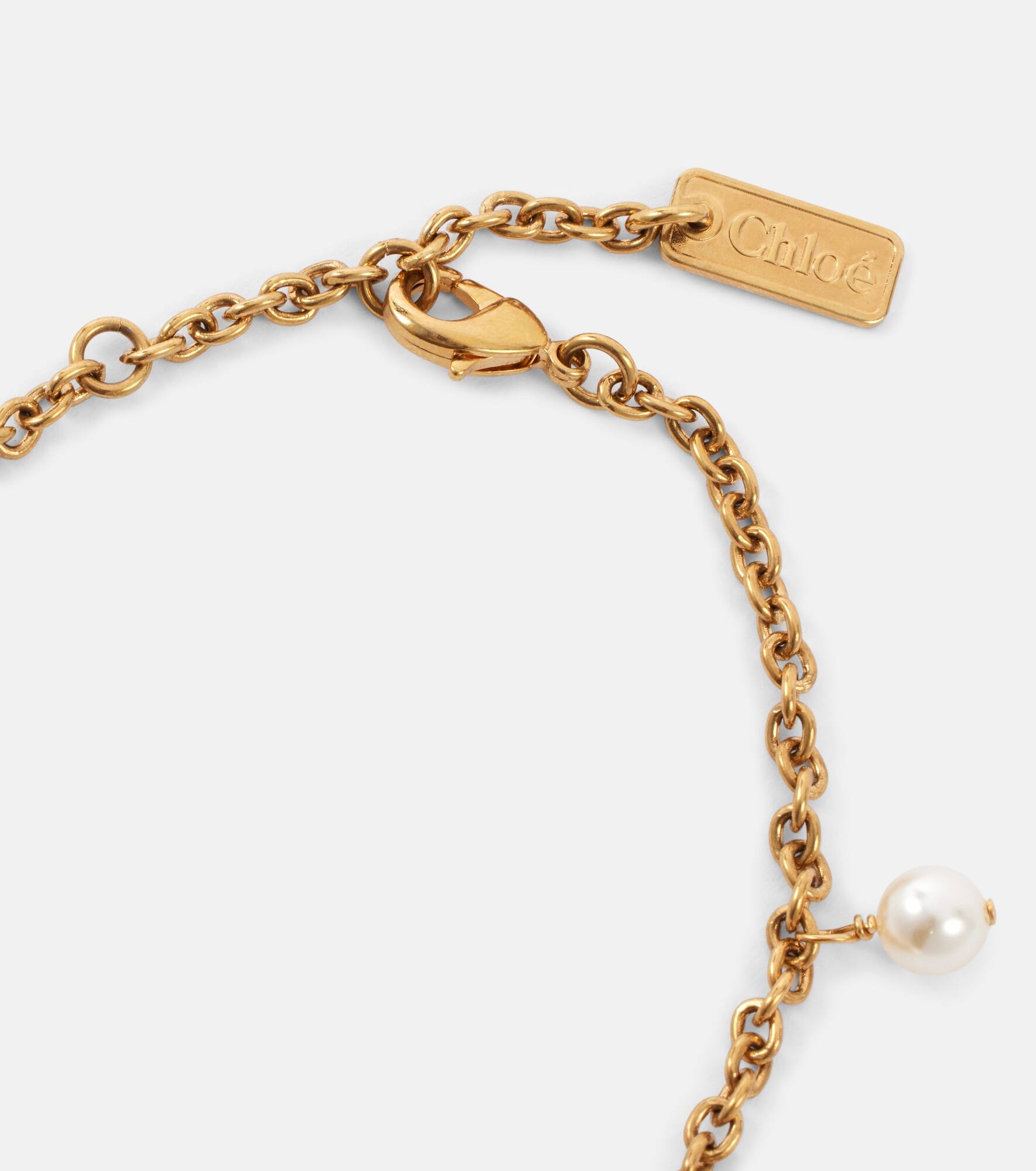 Faux pearls shell-embellished charm bracelet - 2