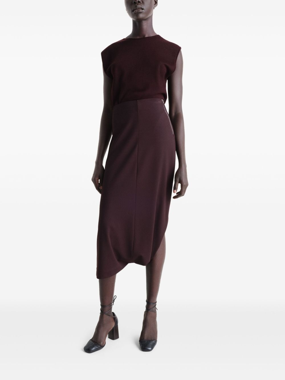 twisted-hem midi skirt - 3