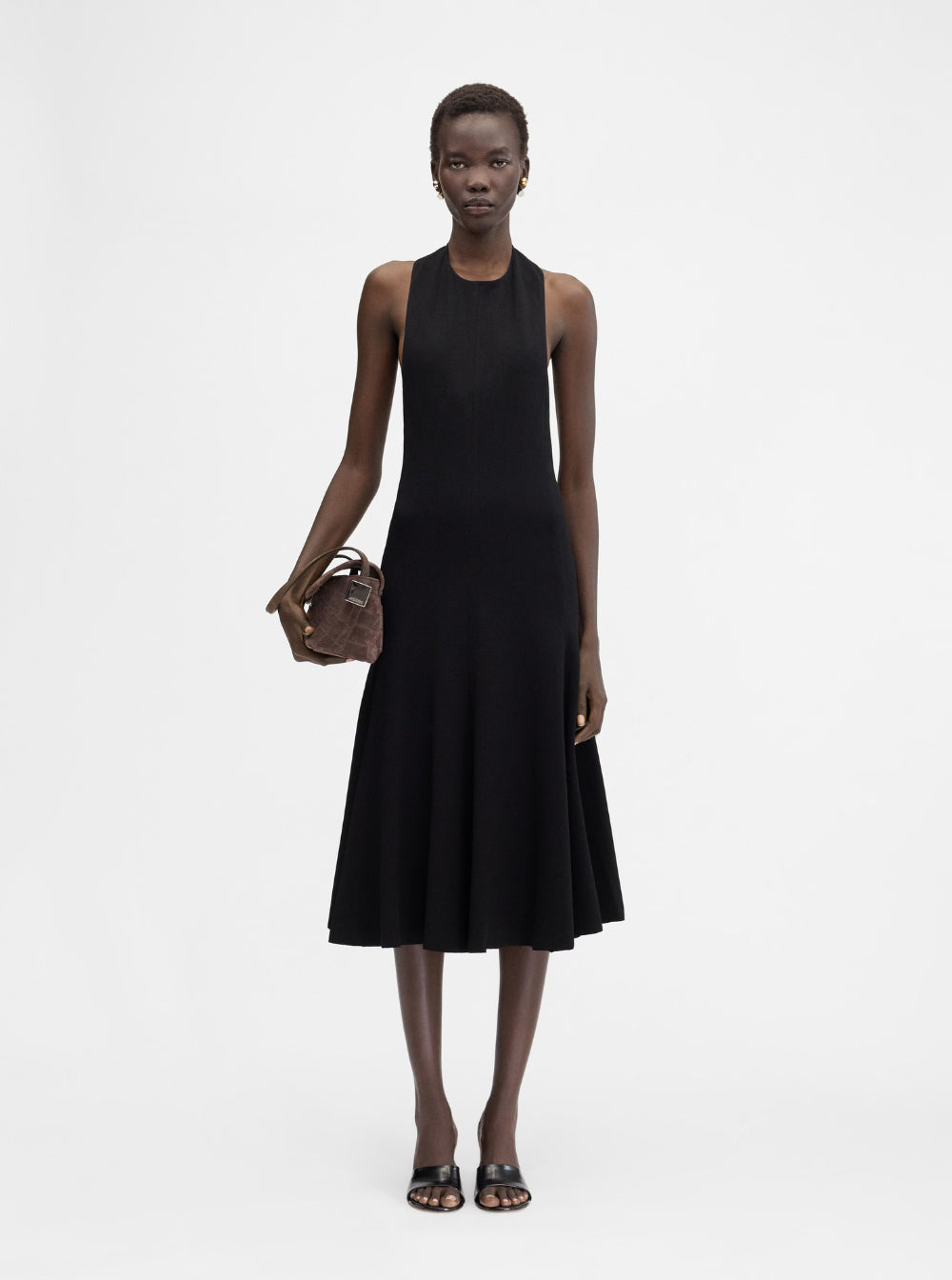 Jacquemus Women 'La Robe Favola' Black Long Dress With High American Neckline And Flared Design In T - 4