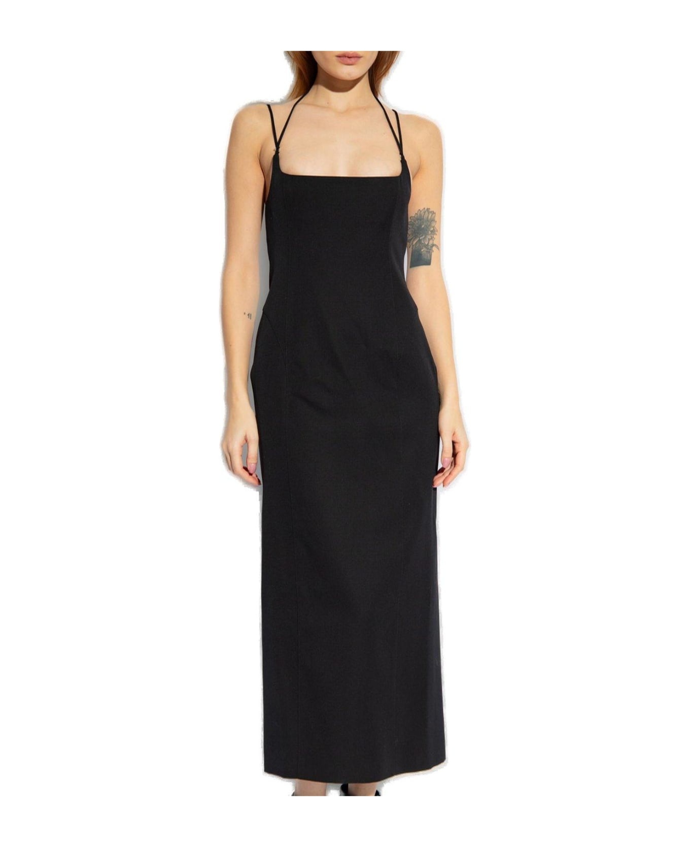 Gabardine Square Neck Midi Dress - 2