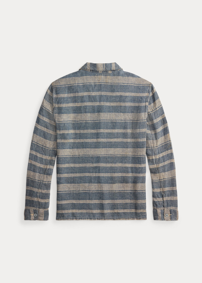 RRL by Ralph Lauren Indigo Striped Linen Overshirt outlook