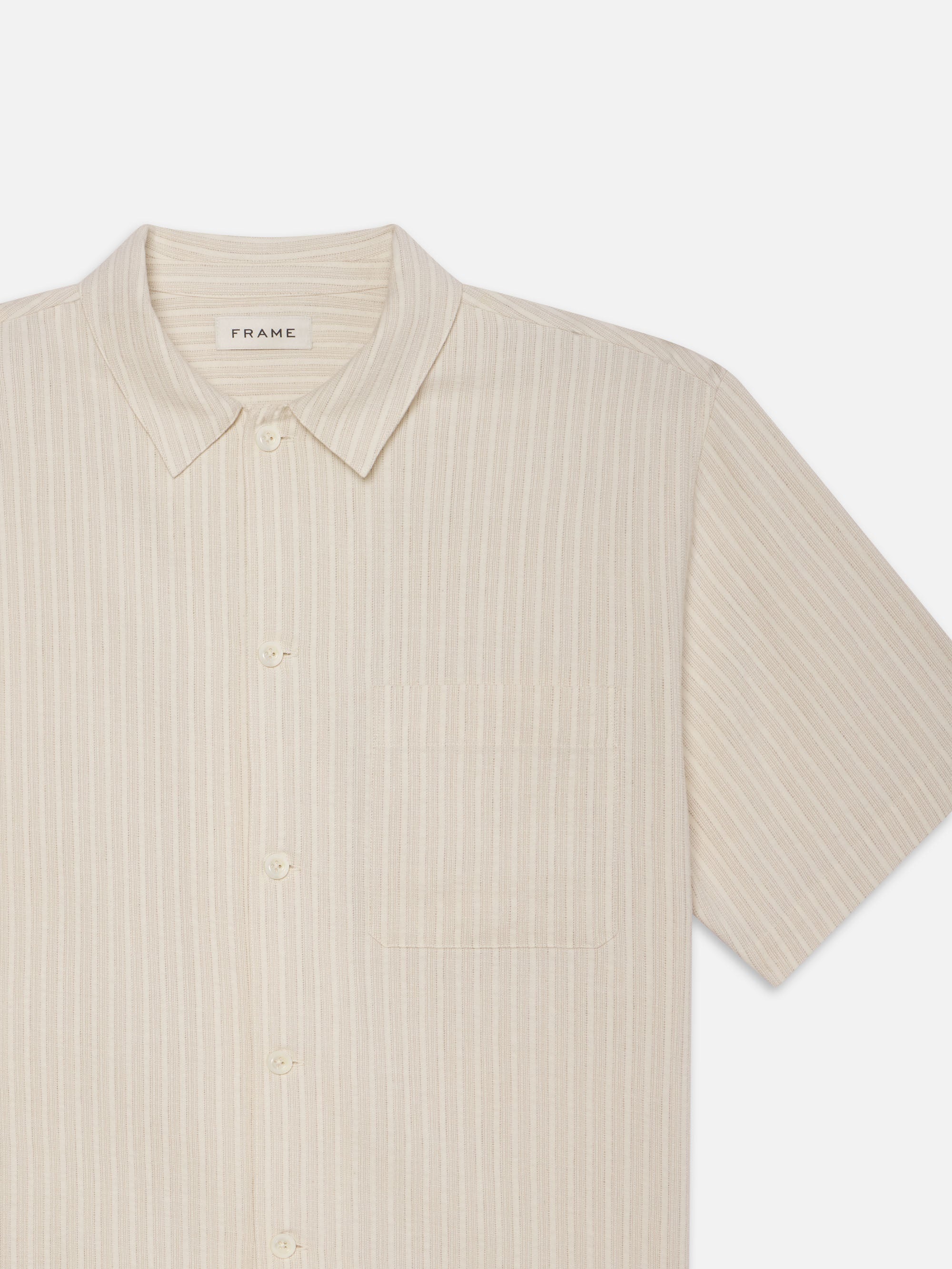 Jacquard Cotton S/S Shirt in White Sand - 4