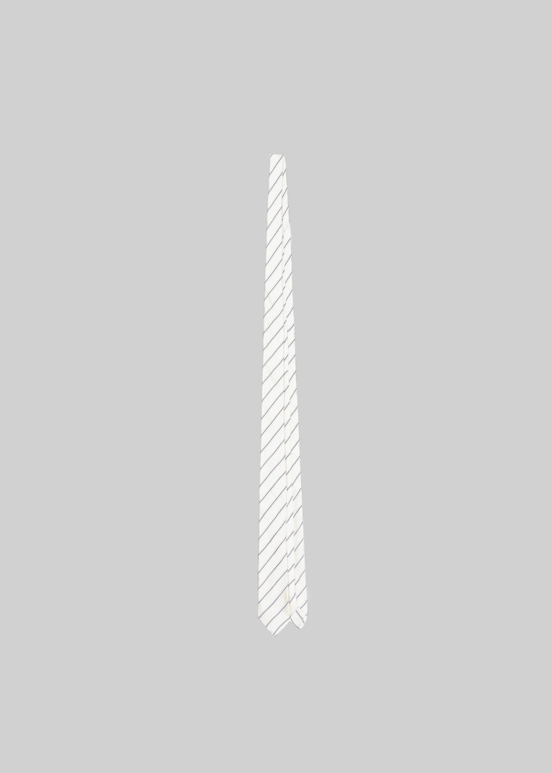 Lene Striped Silk Tie - Cream/Navy Stripe 1
