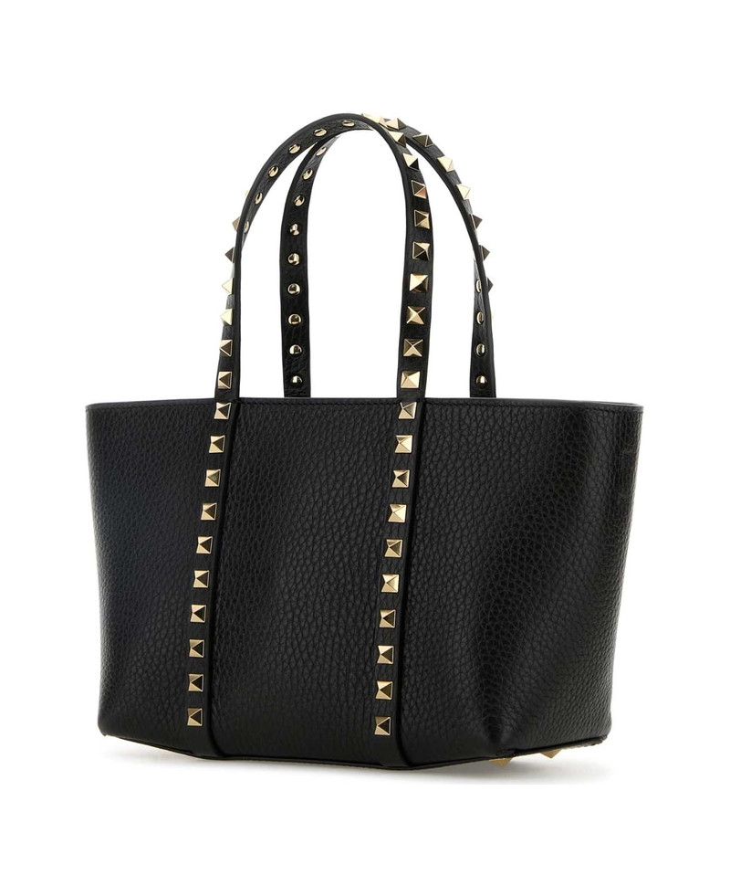 Valentino Black Leather Medium Rockstud Handbag outlook