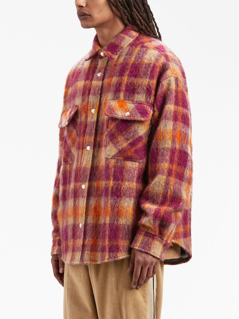 plaid-print shirt jacket - 4