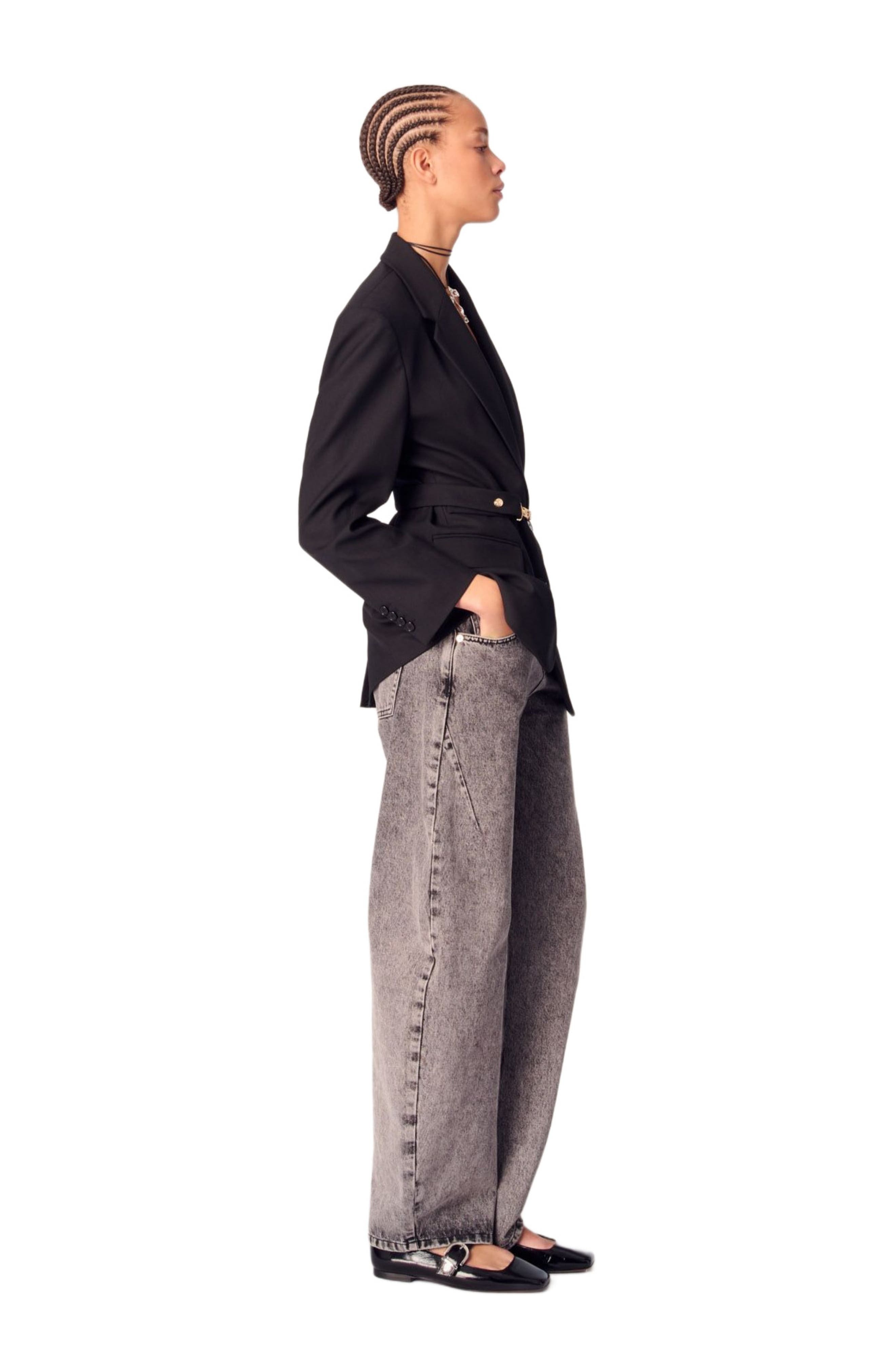 maje Belted suit jacket in Black at Nordstrom - 4