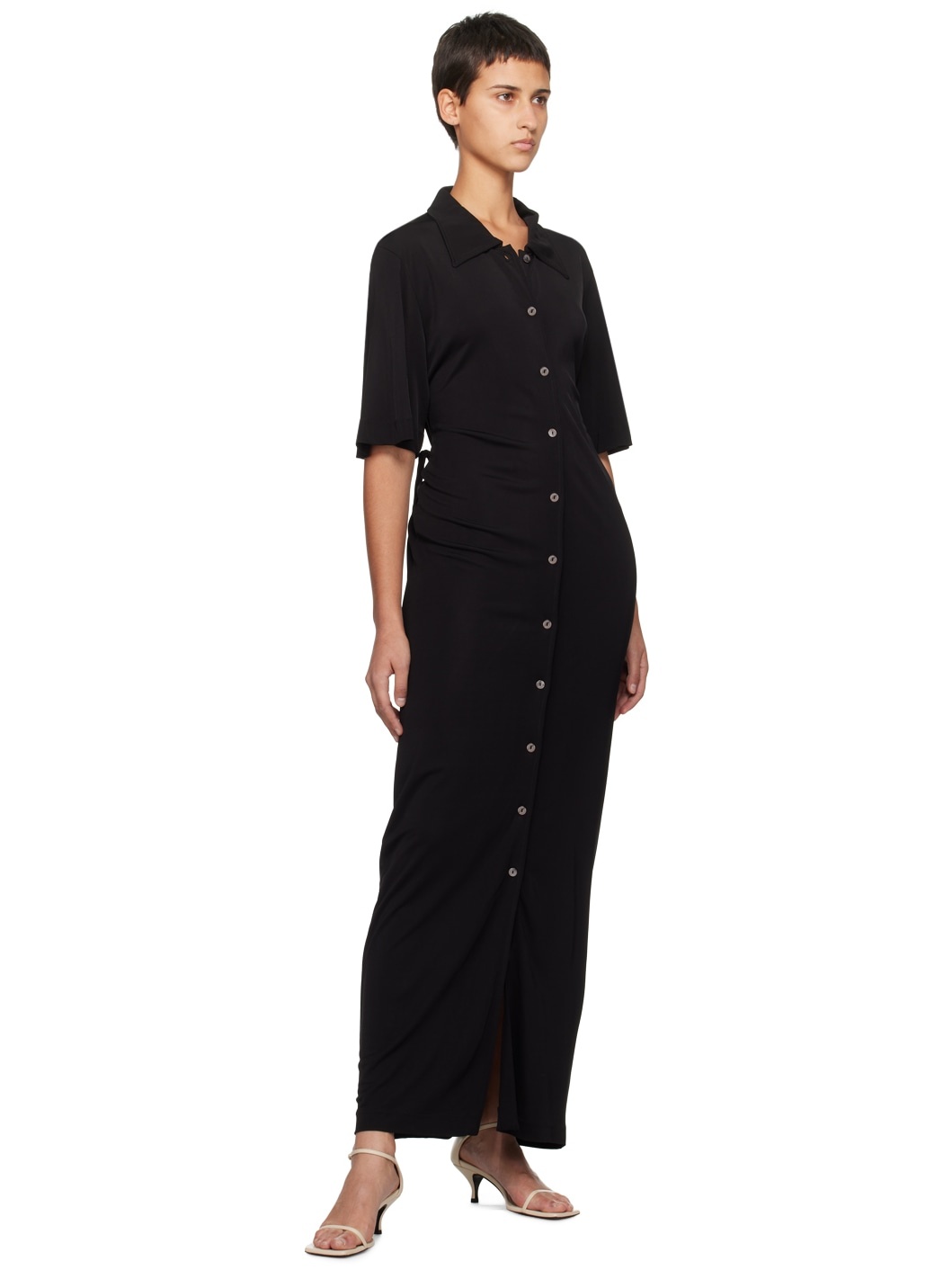 Black Naked Back Maxi Dress - 4