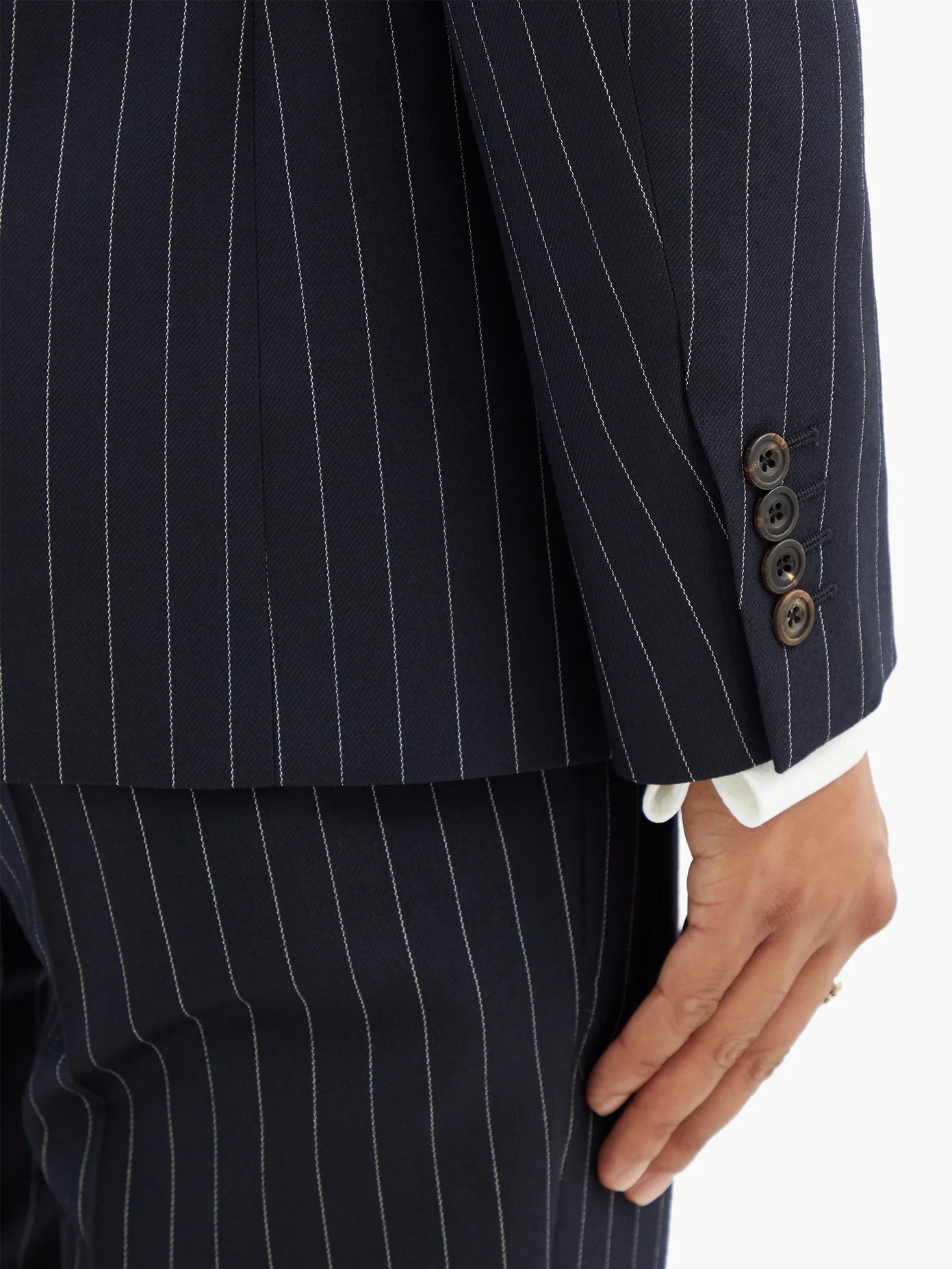 Pinstriped single-breasted wool jacket - 3