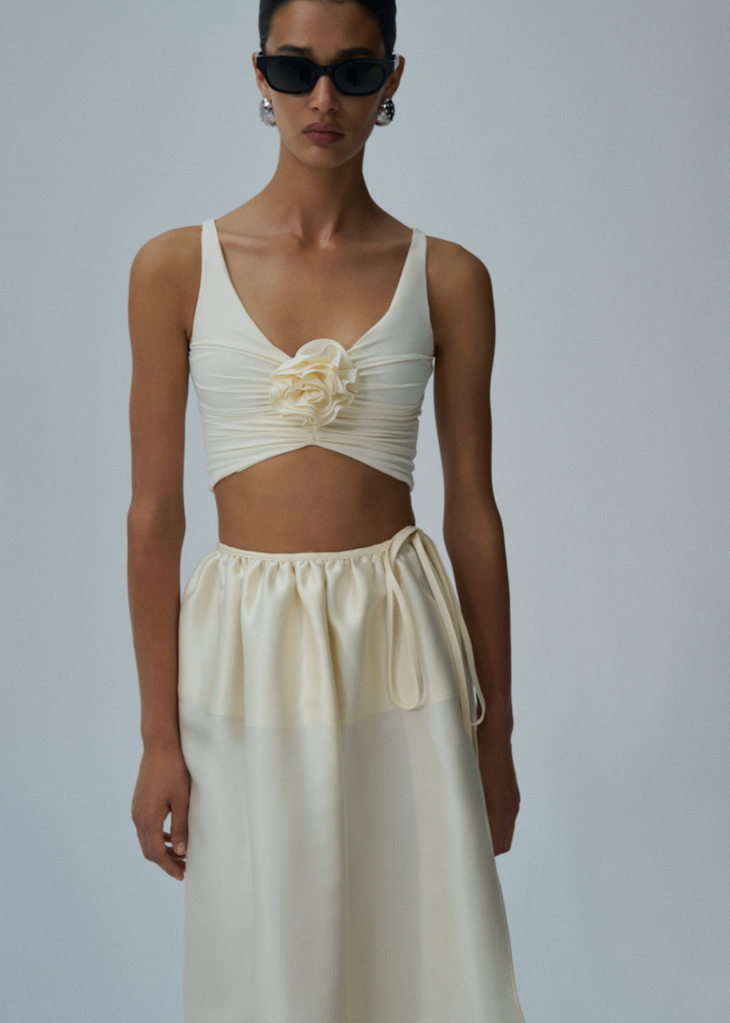 MAGDA BUTRYM Tie waist balloon skirt in cream outlook