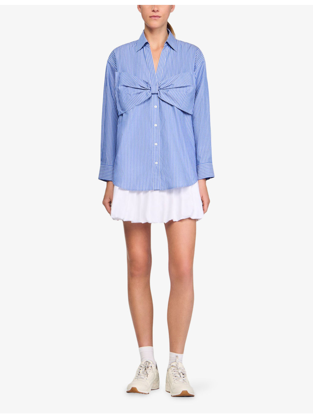 Striped Bow-Embellished Cotton Shirt - 2