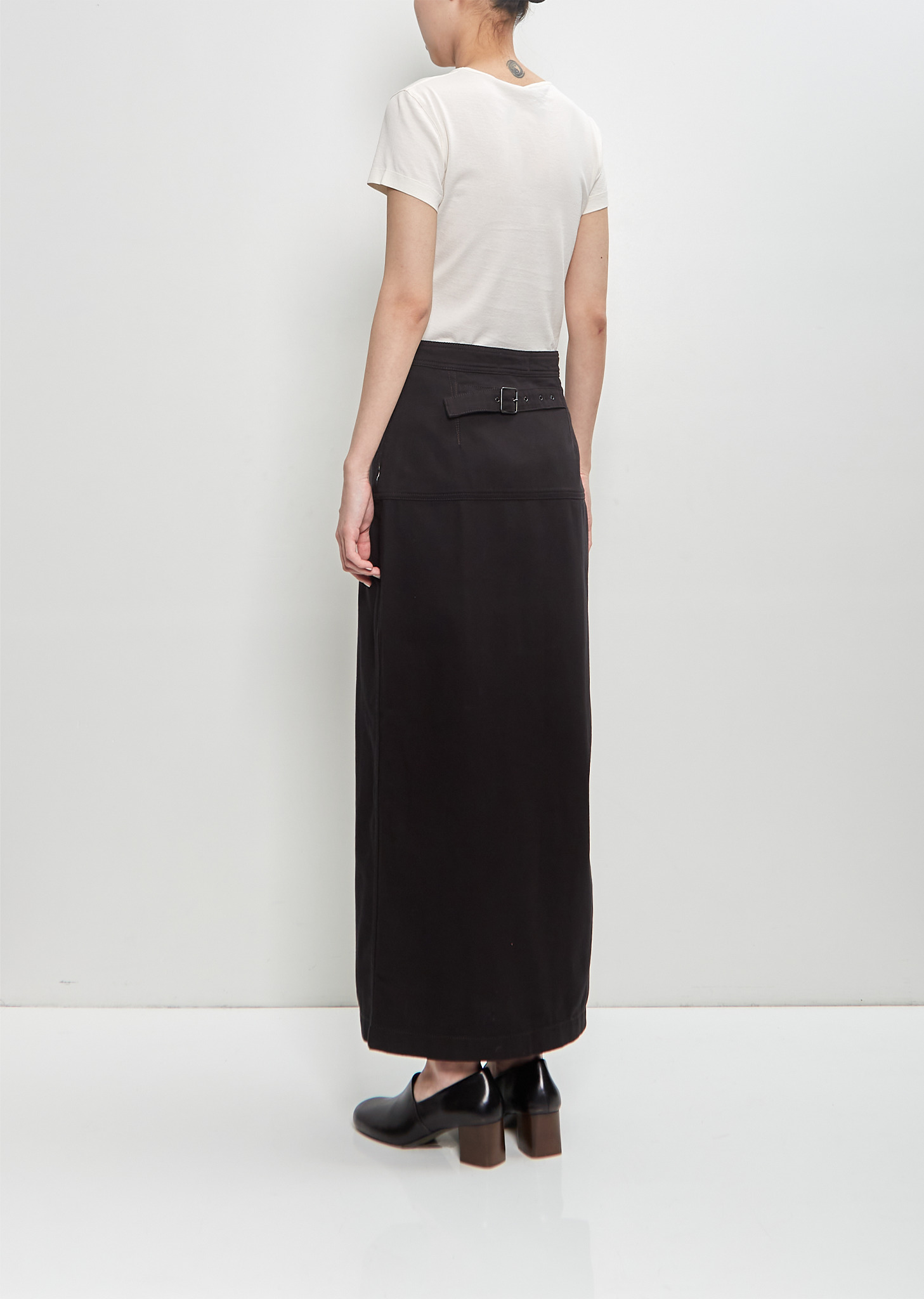 Cotton Denim Slit Skirt - 4