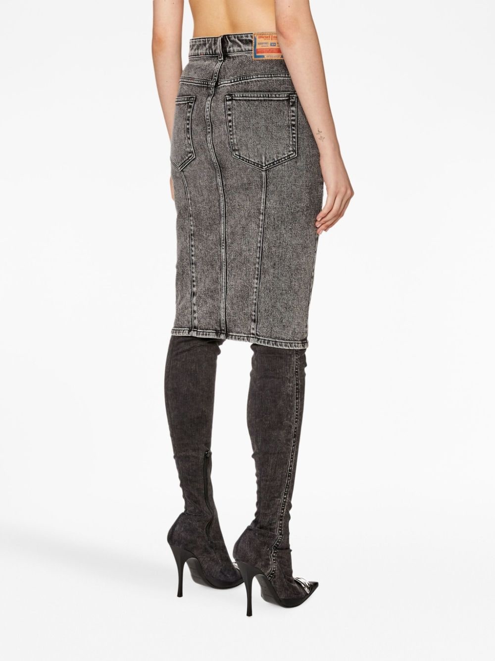 pencil denim midi skirt - 4