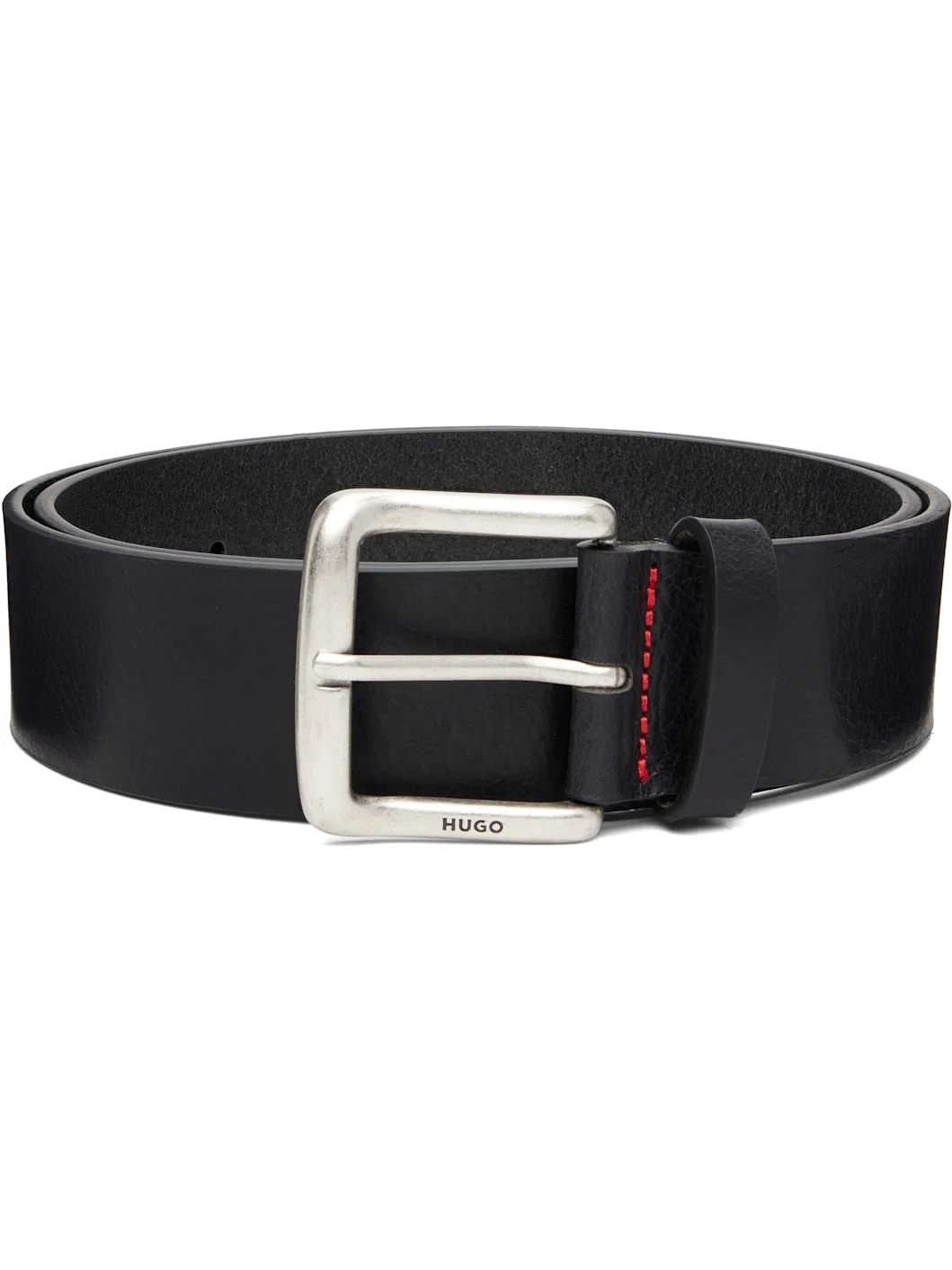Black Buffalo Leather Pin-Buckle Belt - 1