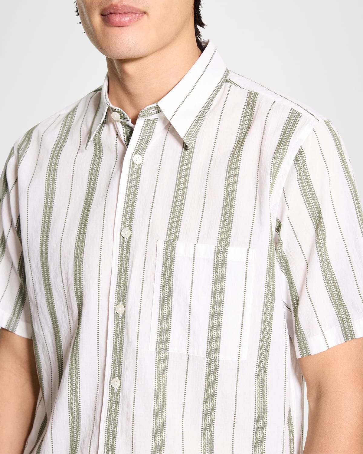 Men's Summer Dobby Stripe Short-Sleeve Shirt - 5