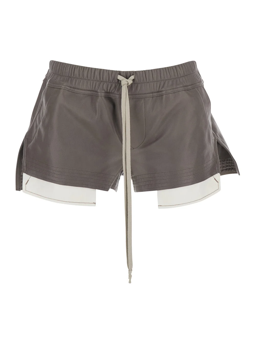 Rick Owens Women 'Fog' Grey Shorts With Front Drawstring Closure And Vents In Leather Woman - 1