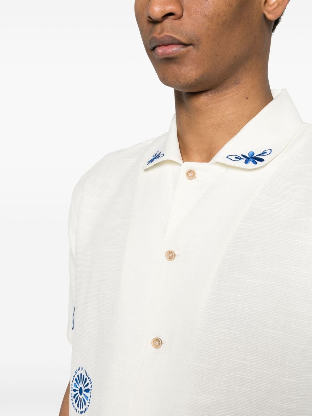embroidered textured shirt - 5