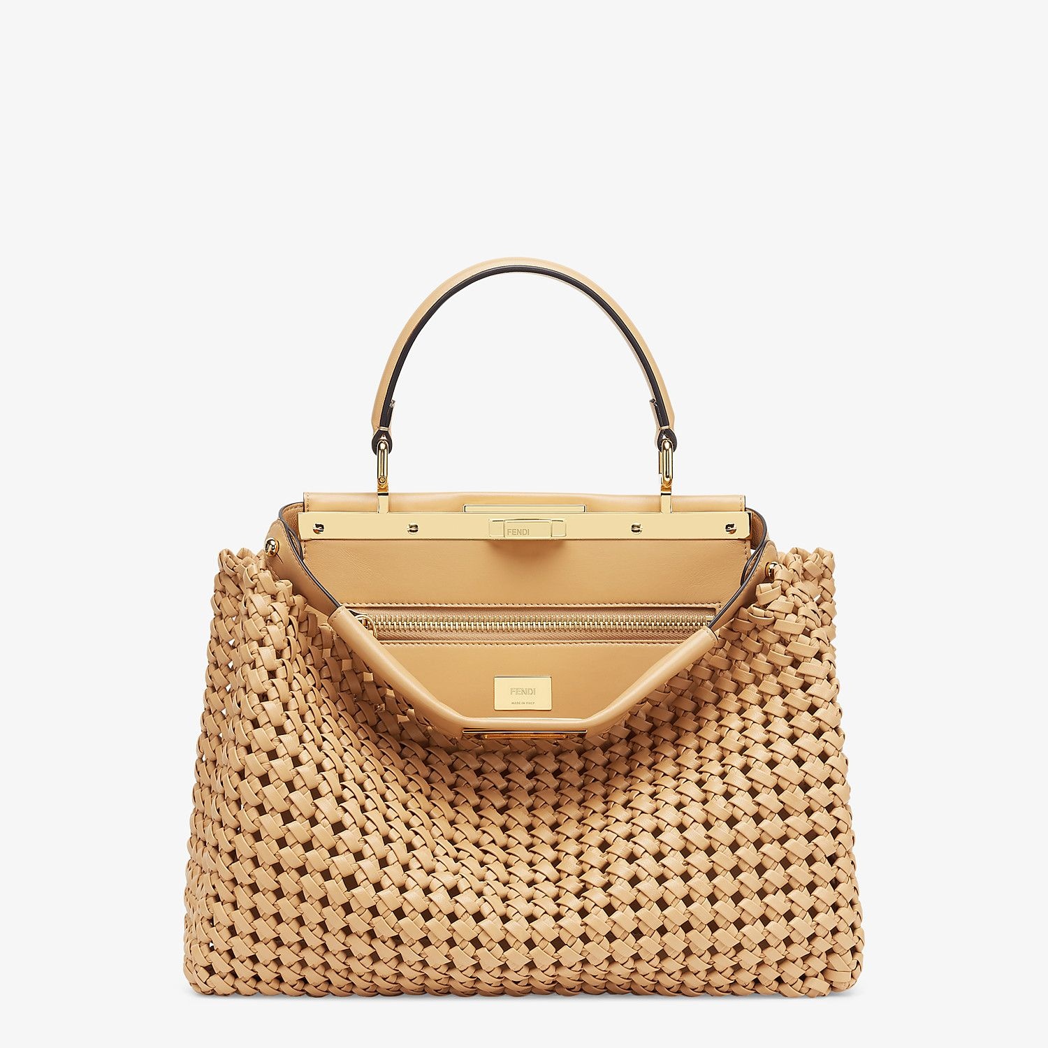 Beige leather interlace bag - 1