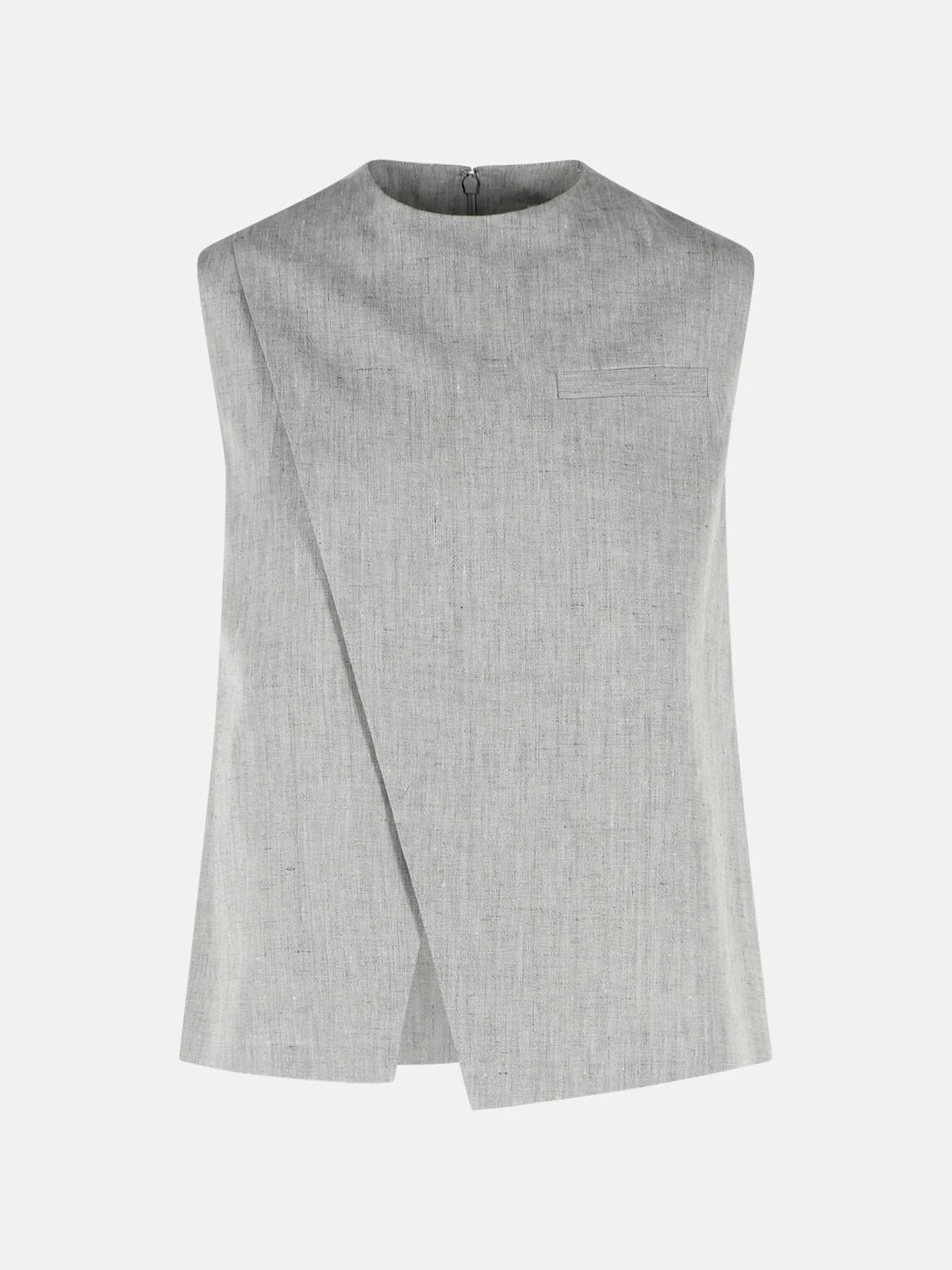 'DELLA' GREY LINEN AND COTTON BLEND BLOUSE - 1